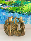 Vintage Brass Swan Candle Wall Scones