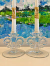 Fleur de Lis Glass Candlesticks