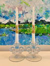 Fleur de Lis Glass Candlesticks