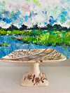 Gorgeous Pastoral Transferware Cake Stand