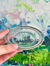 Pale Blue Glass & Sterling Silver Wine Coaster