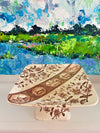 Gorgeous Pastoral Transferware Cake Stand