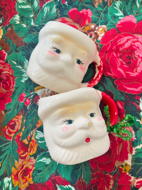 Vintage Santa Mugs (Pair)