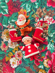  Set of Vintage Flocked Ornaments