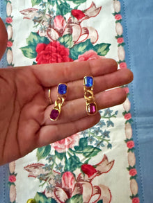  Rhinestone & Chain Post Earrings