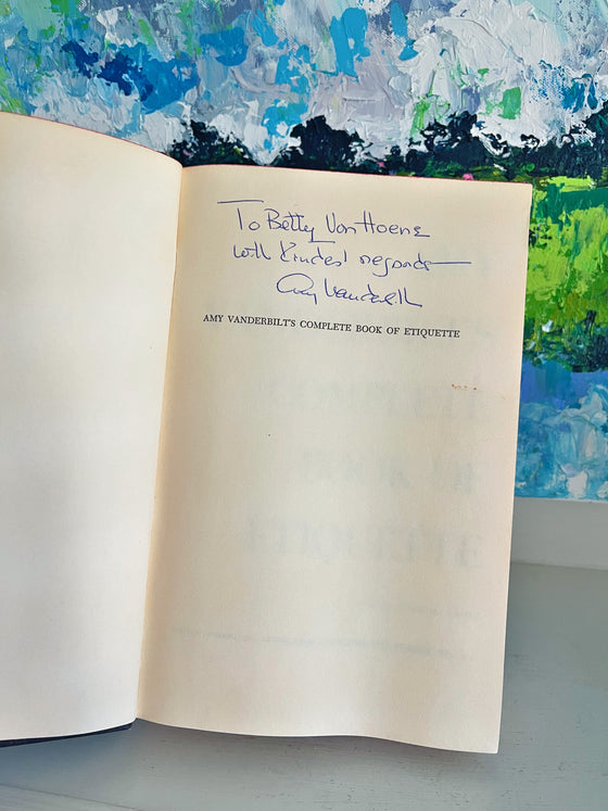 Signed Copy of Amy Vanderbilt’s Complete Book of Etiquette