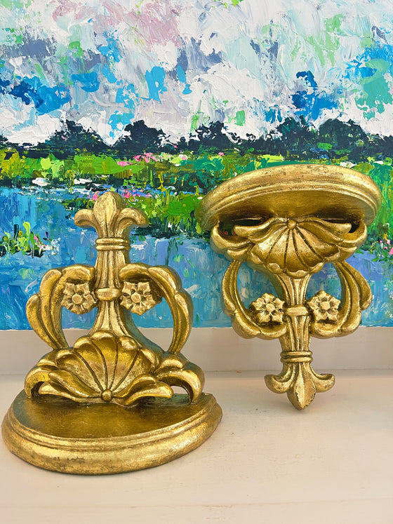 Stunning pair of gold leaf sconces