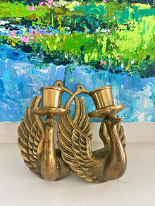  Vintage Brass Swan Candle Wall Scones