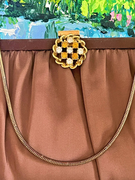 Vintage Mocha Bag with Bejeweled Clasp