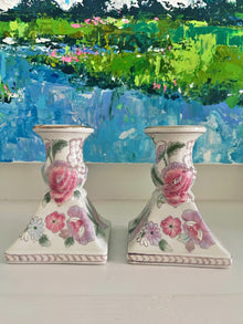  Floral Chinoiserie Candlesticks
