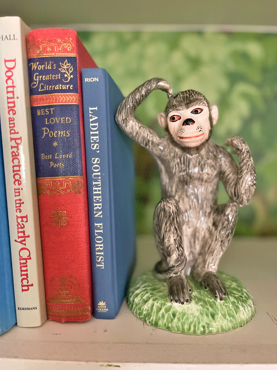 Mint Handpainted Italian Monkey Pair