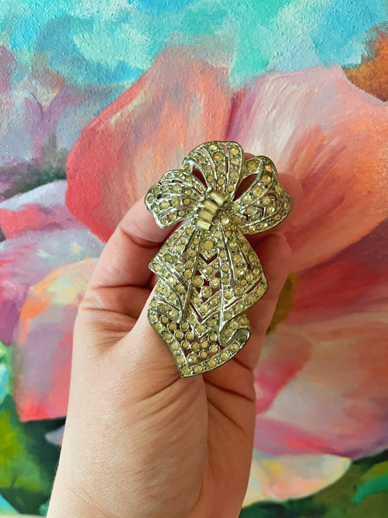 Rhinestone Bow Brooch