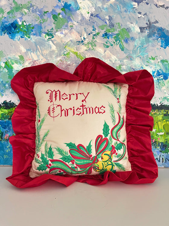 Merry Christmas Chintz & Ruffles Pillow